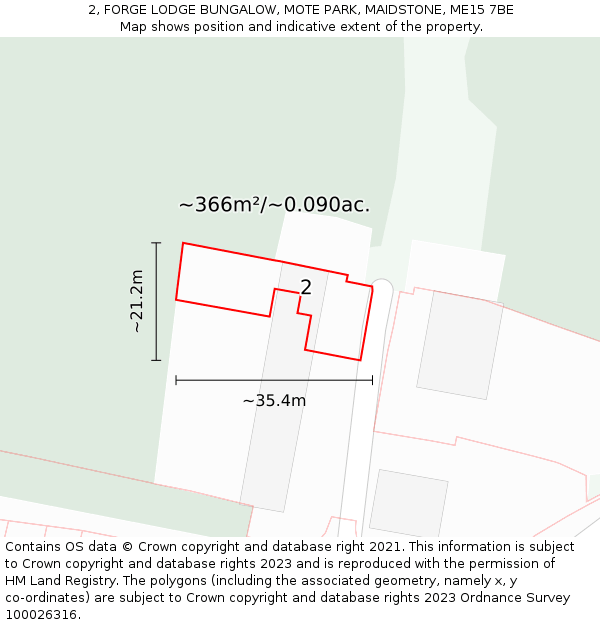 2, FORGE LODGE BUNGALOW, MOTE PARK, MAIDSTONE, ME15 7BE: Plot and title map