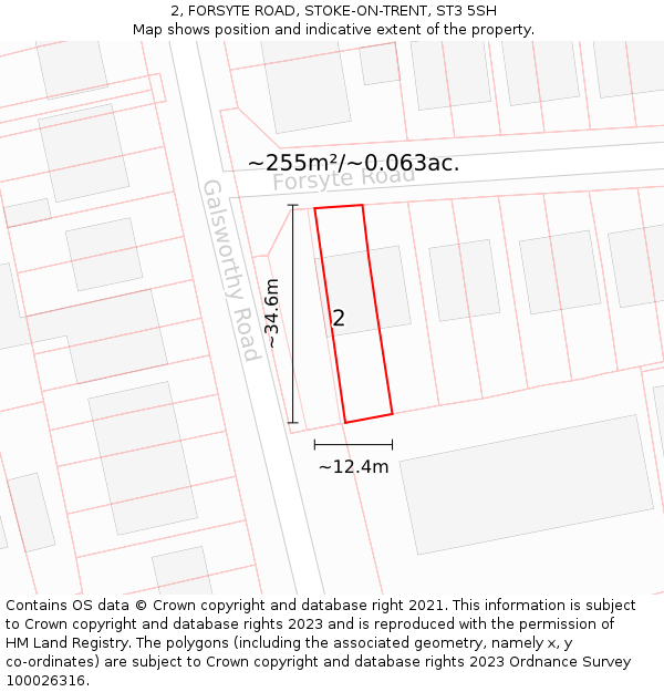 2, FORSYTE ROAD, STOKE-ON-TRENT, ST3 5SH: Plot and title map