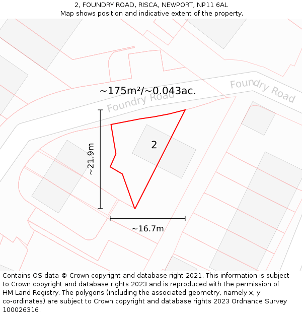 2, FOUNDRY ROAD, RISCA, NEWPORT, NP11 6AL: Plot and title map