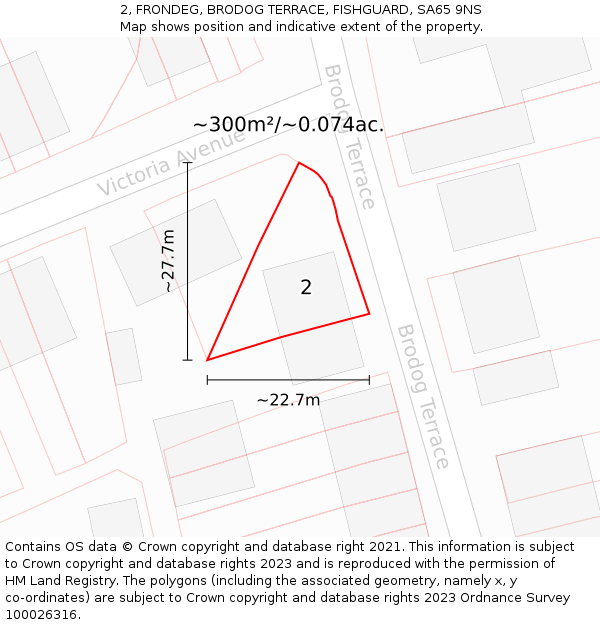 2, FRONDEG, BRODOG TERRACE, FISHGUARD, SA65 9NS: Plot and title map