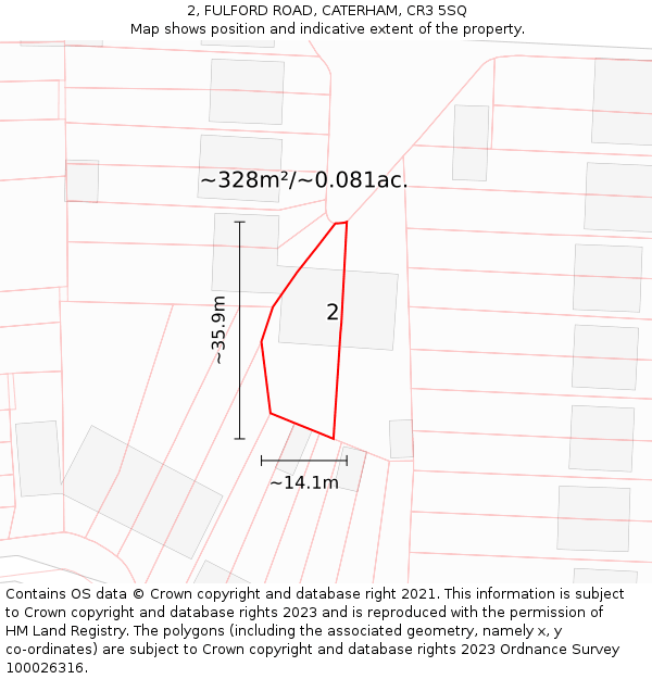 2, FULFORD ROAD, CATERHAM, CR3 5SQ: Plot and title map