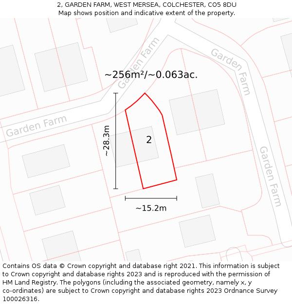 2, GARDEN FARM, WEST MERSEA, COLCHESTER, CO5 8DU: Plot and title map