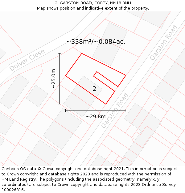 2, GARSTON ROAD, CORBY, NN18 8NH: Plot and title map