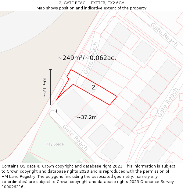 2, GATE REACH, EXETER, EX2 6GA: Plot and title map