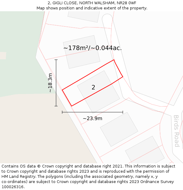 2, GIGLI CLOSE, NORTH WALSHAM, NR28 0WF: Plot and title map