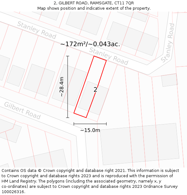 2, GILBERT ROAD, RAMSGATE, CT11 7QR: Plot and title map