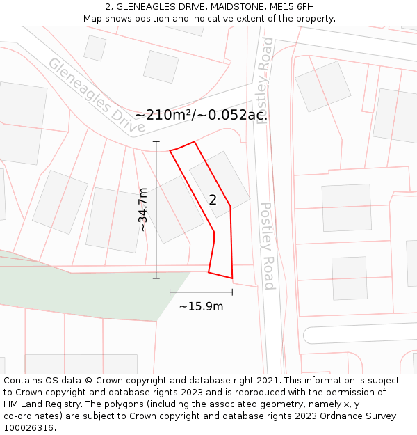 2, GLENEAGLES DRIVE, MAIDSTONE, ME15 6FH: Plot and title map