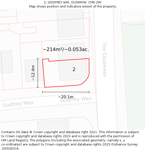 2, GODFREY WAY, DUNMOW, CM6 2AY: Plot and title map