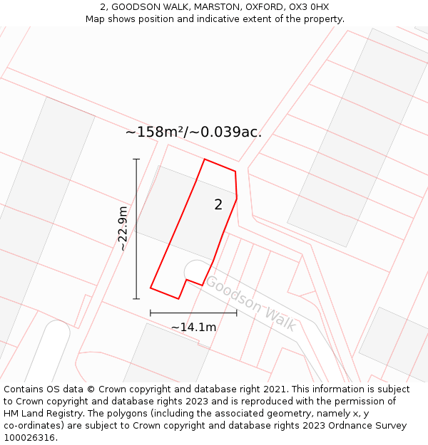 2, GOODSON WALK, MARSTON, OXFORD, OX3 0HX: Plot and title map