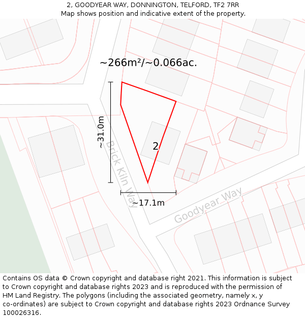 2, GOODYEAR WAY, DONNINGTON, TELFORD, TF2 7RR: Plot and title map