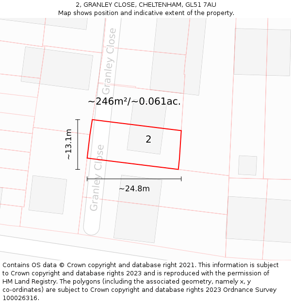 2, GRANLEY CLOSE, CHELTENHAM, GL51 7AU: Plot and title map