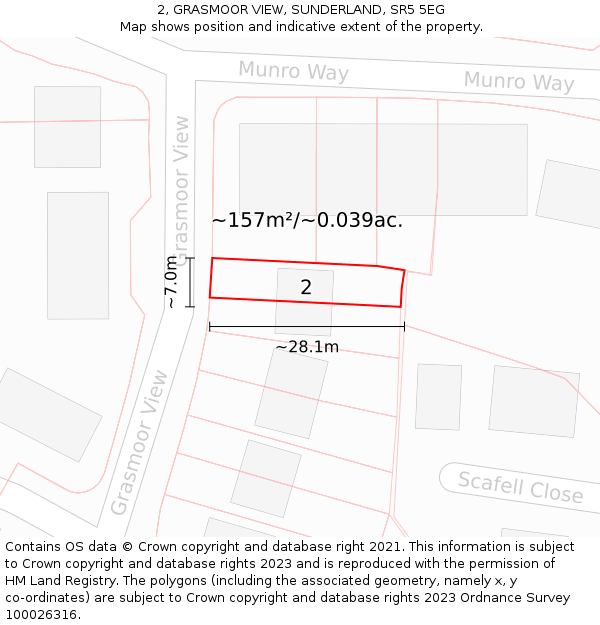 2, GRASMOOR VIEW, SUNDERLAND, SR5 5EG: Plot and title map