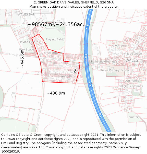 2, GREEN OAK DRIVE, WALES, SHEFFIELD, S26 5NA: Plot and title map