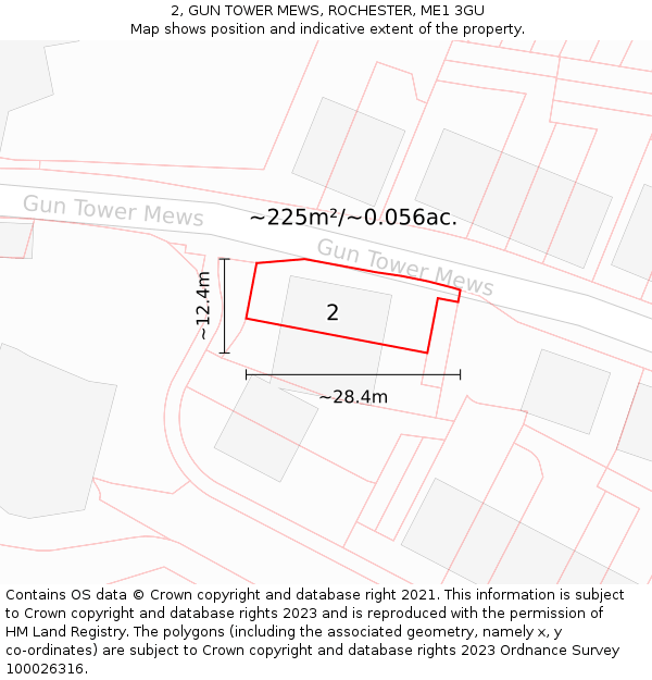 2, GUN TOWER MEWS, ROCHESTER, ME1 3GU: Plot and title map