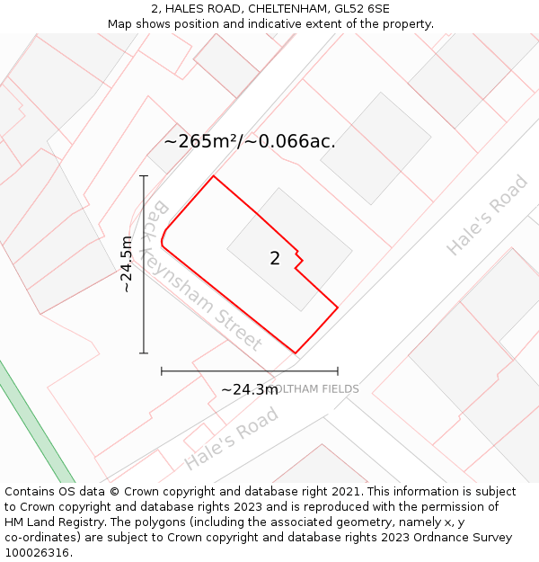 2, HALES ROAD, CHELTENHAM, GL52 6SE: Plot and title map