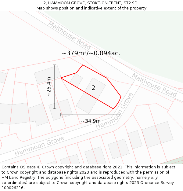 2, HAMMOON GROVE, STOKE-ON-TRENT, ST2 9DH: Plot and title map