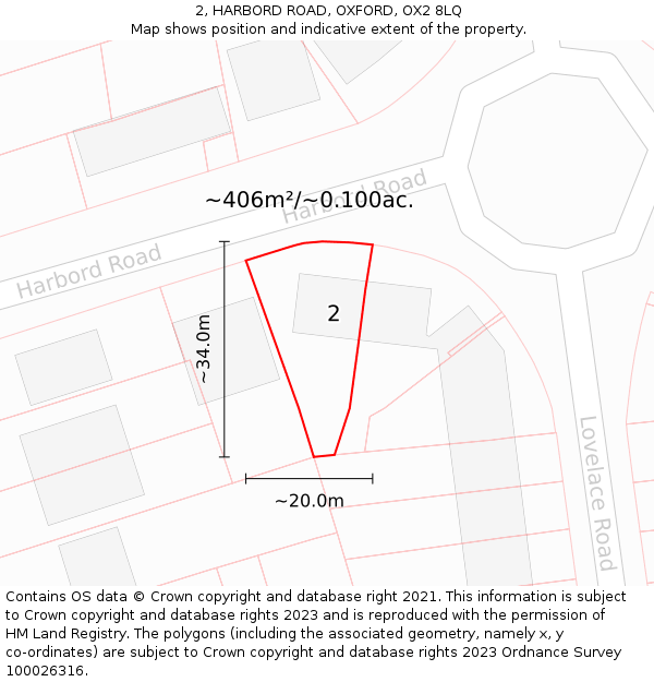 2, HARBORD ROAD, OXFORD, OX2 8LQ: Plot and title map