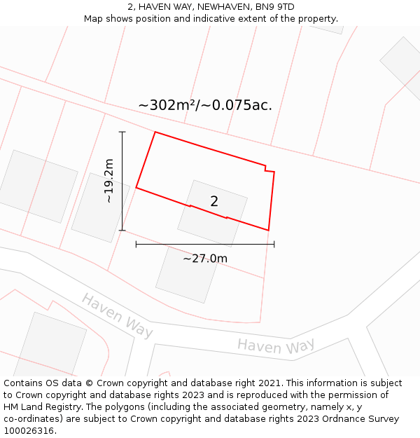 2, HAVEN WAY, NEWHAVEN, BN9 9TD: Plot and title map