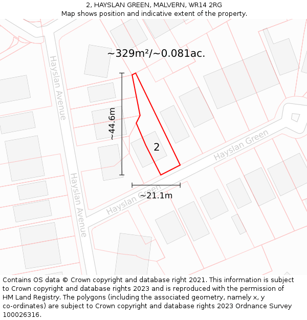 2, HAYSLAN GREEN, MALVERN, WR14 2RG: Plot and title map