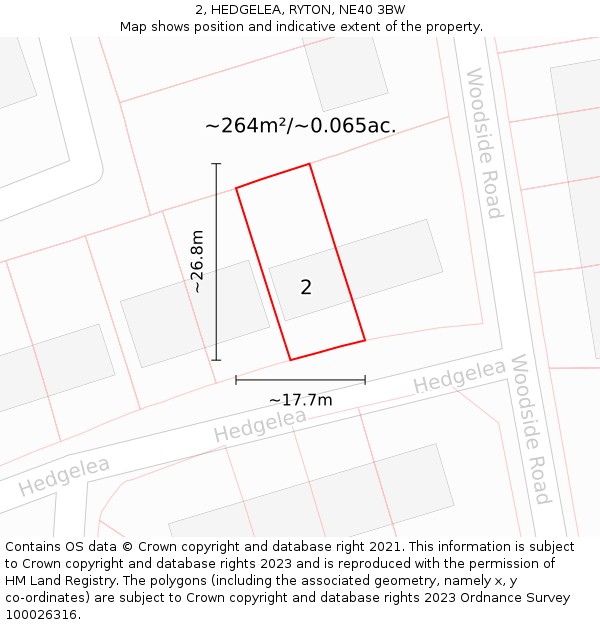 2, HEDGELEA, RYTON, NE40 3BW: Plot and title map