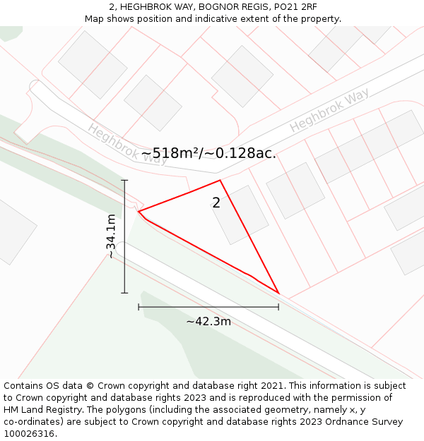 2, HEGHBROK WAY, BOGNOR REGIS, PO21 2RF: Plot and title map