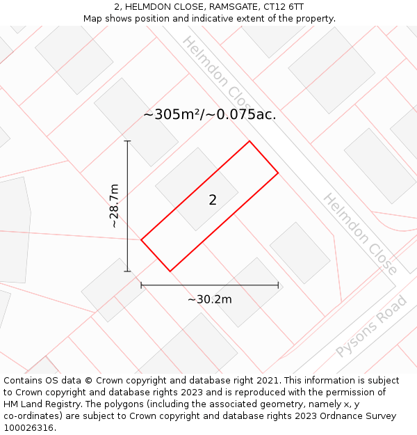 2, HELMDON CLOSE, RAMSGATE, CT12 6TT: Plot and title map