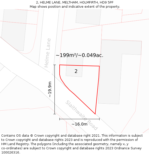 2, HELME LANE, MELTHAM, HOLMFIRTH, HD9 5PF: Plot and title map