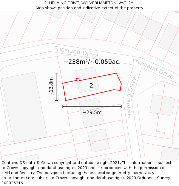 2, HELMING DRIVE, WOLVERHAMPTON, WV1 2AL: Plot and title map