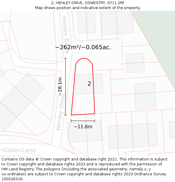 2, HENLEY DRIVE, OSWESTRY, SY11 2RF: Plot and title map