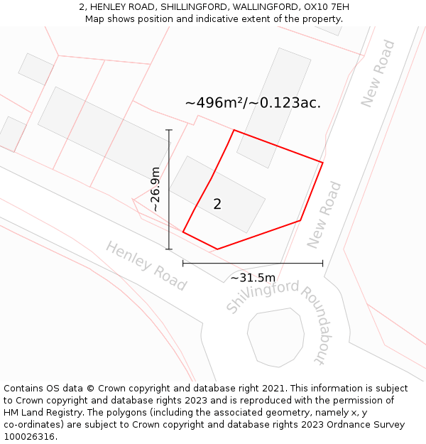 2, HENLEY ROAD, SHILLINGFORD, WALLINGFORD, OX10 7EH: Plot and title map