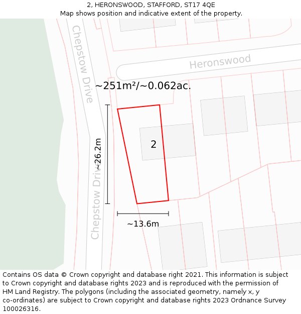 2, HERONSWOOD, STAFFORD, ST17 4QE: Plot and title map