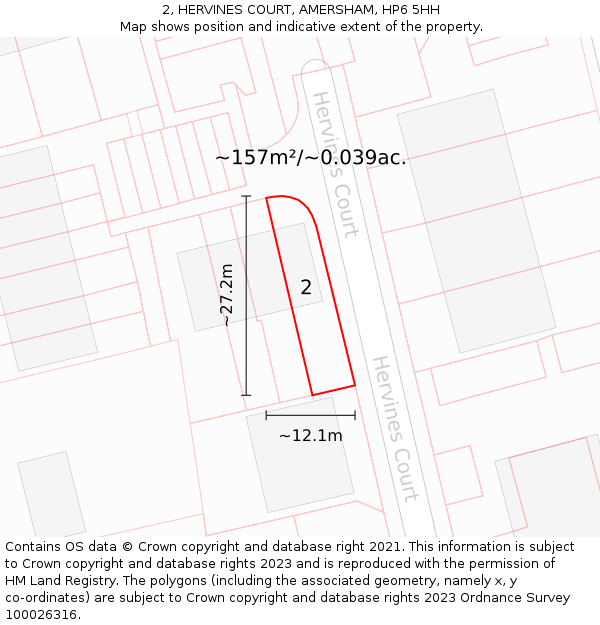 2, HERVINES COURT, AMERSHAM, HP6 5HH: Plot and title map
