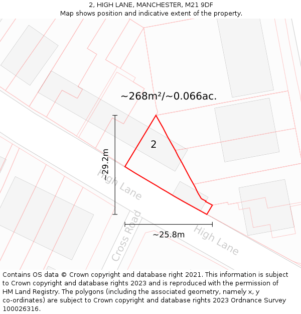 2, HIGH LANE, MANCHESTER, M21 9DF: Plot and title map