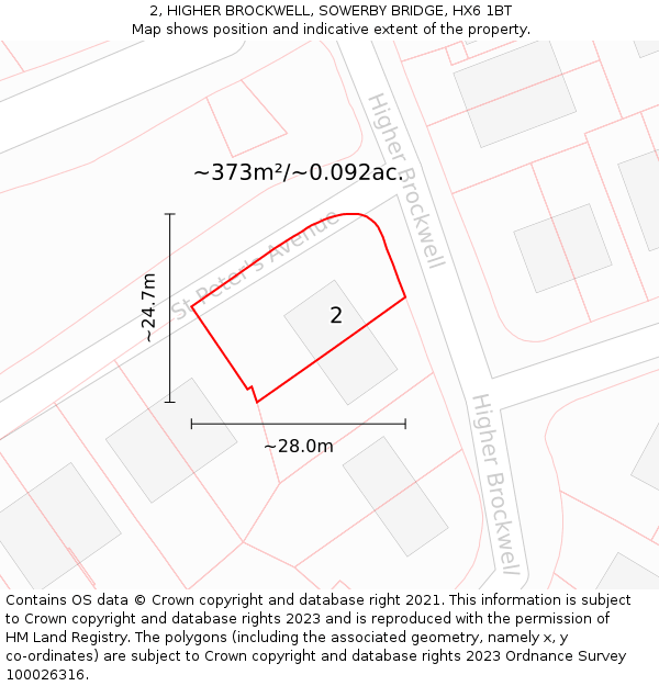 2, HIGHER BROCKWELL, SOWERBY BRIDGE, HX6 1BT: Plot and title map