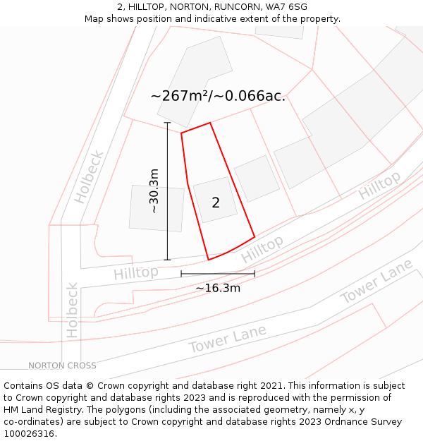 2, HILLTOP, NORTON, RUNCORN, WA7 6SG: Plot and title map