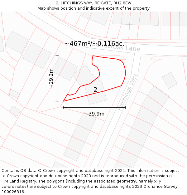 2, HITCHINGS WAY, REIGATE, RH2 8EW: Plot and title map