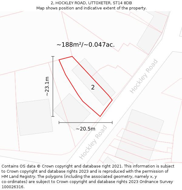 2, HOCKLEY ROAD, UTTOXETER, ST14 8DB: Plot and title map