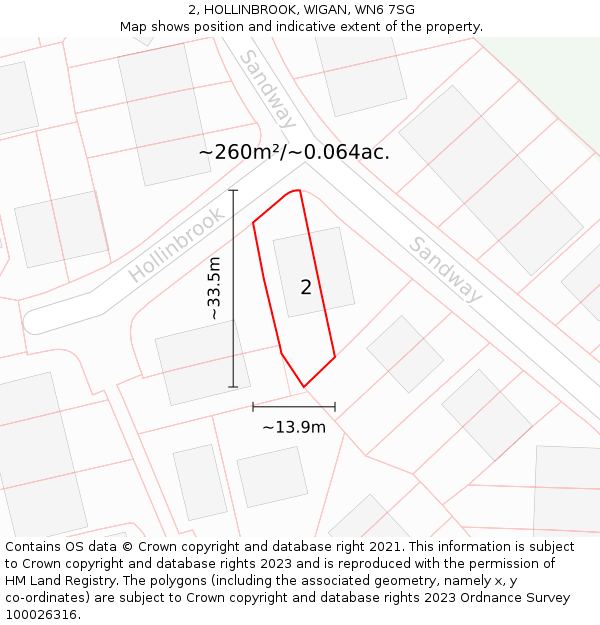 2, HOLLINBROOK, WIGAN, WN6 7SG: Plot and title map