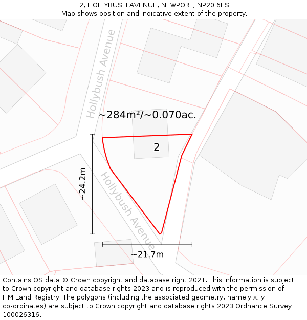 2, HOLLYBUSH AVENUE, NEWPORT, NP20 6ES: Plot and title map