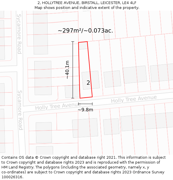 2, HOLLYTREE AVENUE, BIRSTALL, LEICESTER, LE4 4LF: Plot and title map