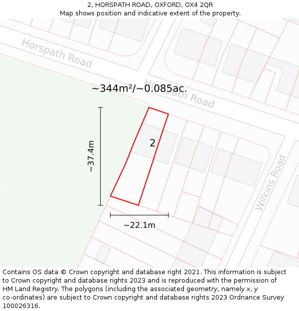 2, HORSPATH ROAD, OXFORD, OX4 2QR: Plot and title map