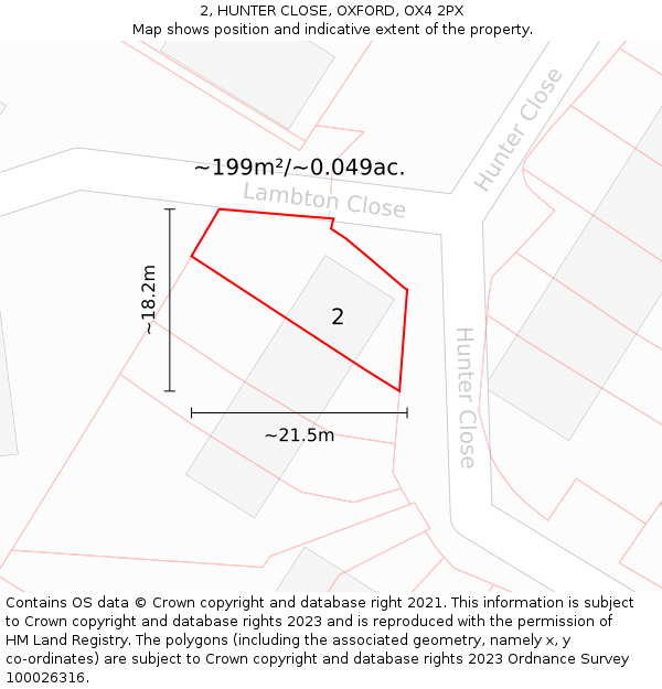 2, HUNTER CLOSE, OXFORD, OX4 2PX: Plot and title map