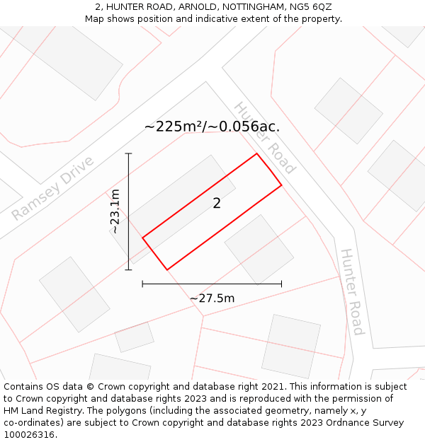 2, HUNTER ROAD, ARNOLD, NOTTINGHAM, NG5 6QZ: Plot and title map