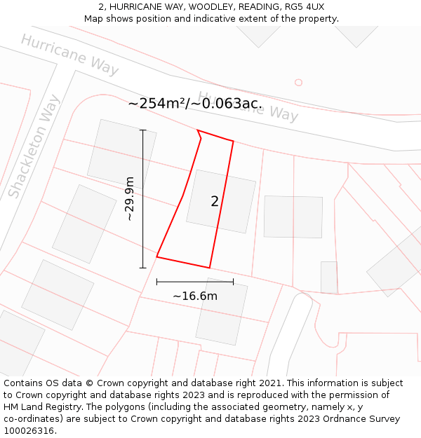 2, HURRICANE WAY, WOODLEY, READING, RG5 4UX: Plot and title map