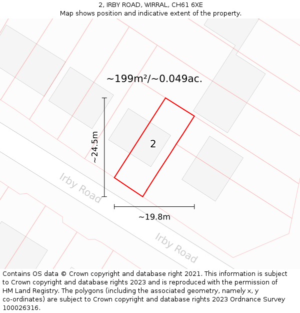 2, IRBY ROAD, WIRRAL, CH61 6XE: Plot and title map