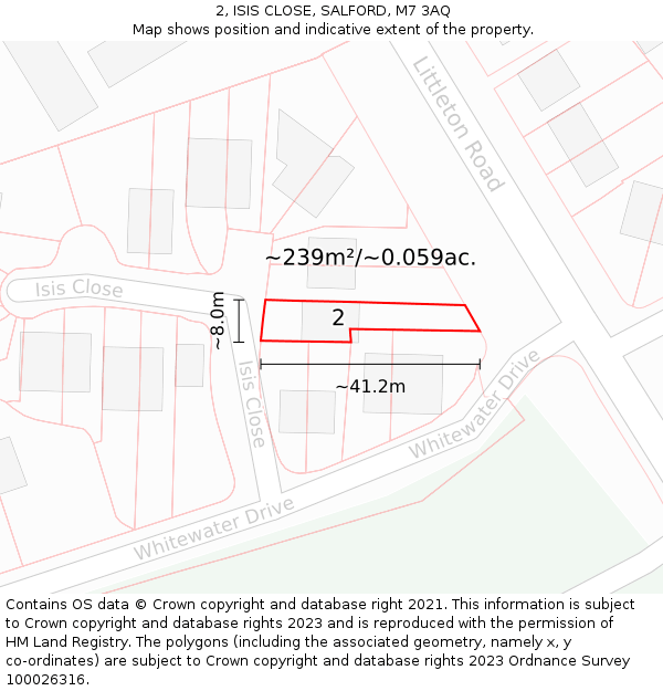 2, ISIS CLOSE, SALFORD, M7 3AQ: Plot and title map