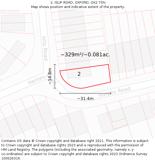 2, ISLIP ROAD, OXFORD, OX2 7SN: Plot and title map