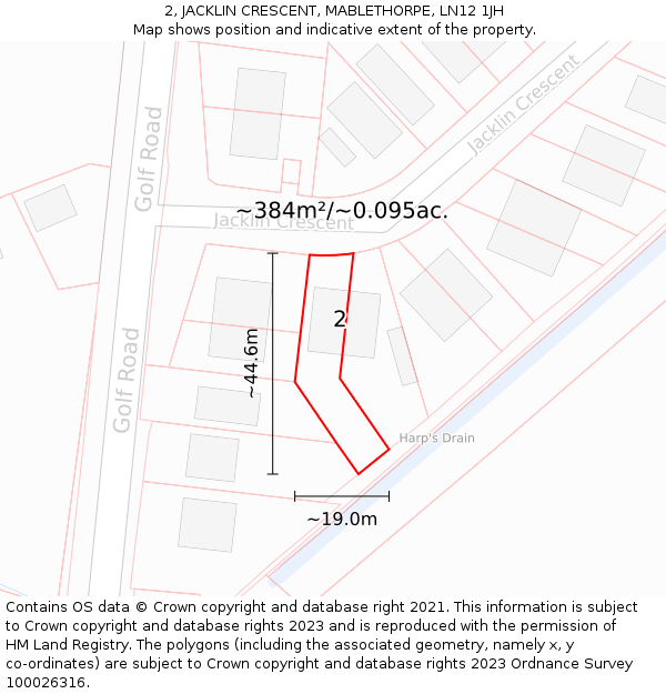 2, JACKLIN CRESCENT, MABLETHORPE, LN12 1JH: Plot and title map