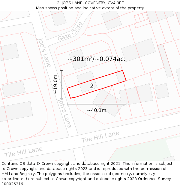 2, JOBS LANE, COVENTRY, CV4 9EE: Plot and title map