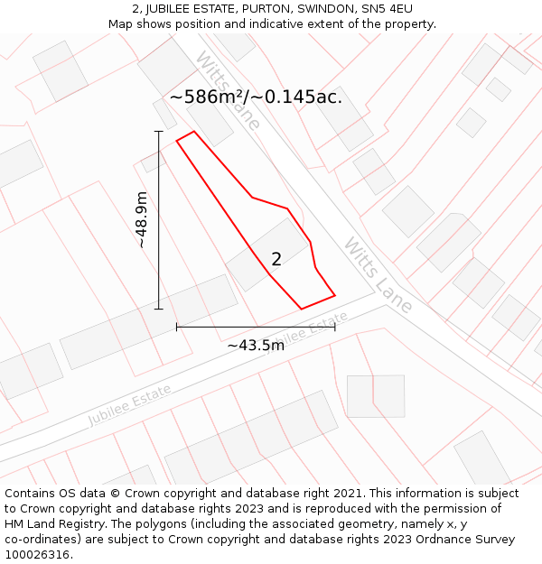 2, JUBILEE ESTATE, PURTON, SWINDON, SN5 4EU: Plot and title map